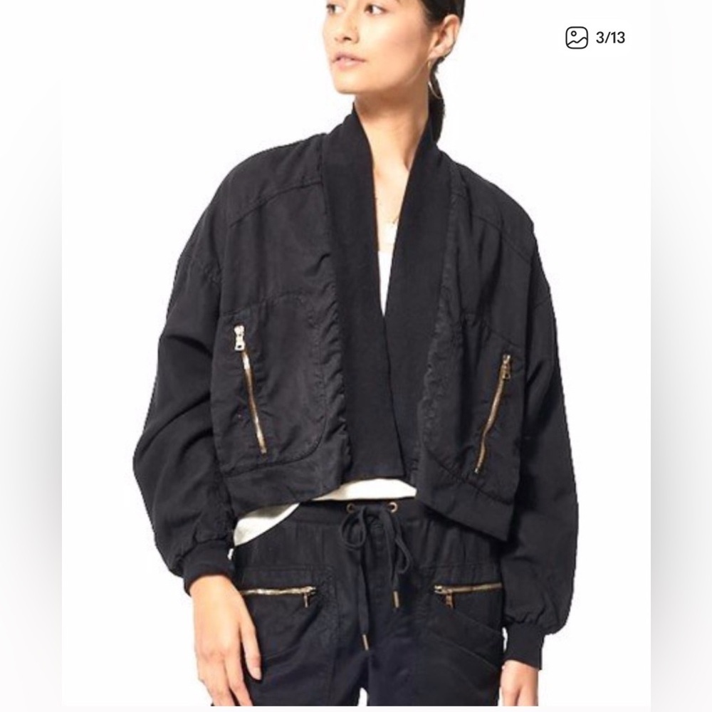 Young Fabulous & Broke Black Bomber Jacket with Gold Zippers